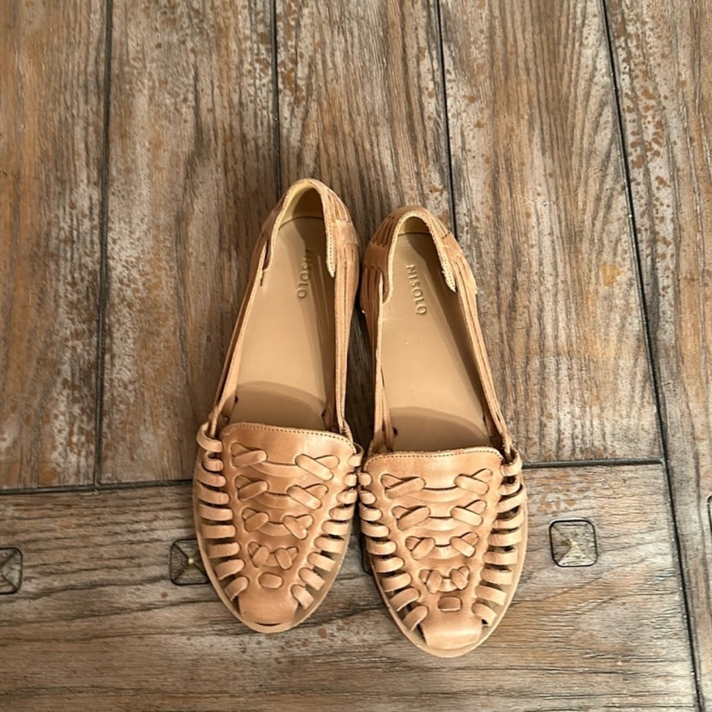 Nisolo Tan Woven Leather Huarache Sandals